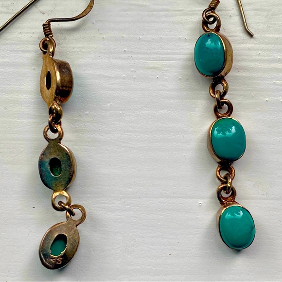 Sterling turquoise drop earrings - Picture 4 of 8